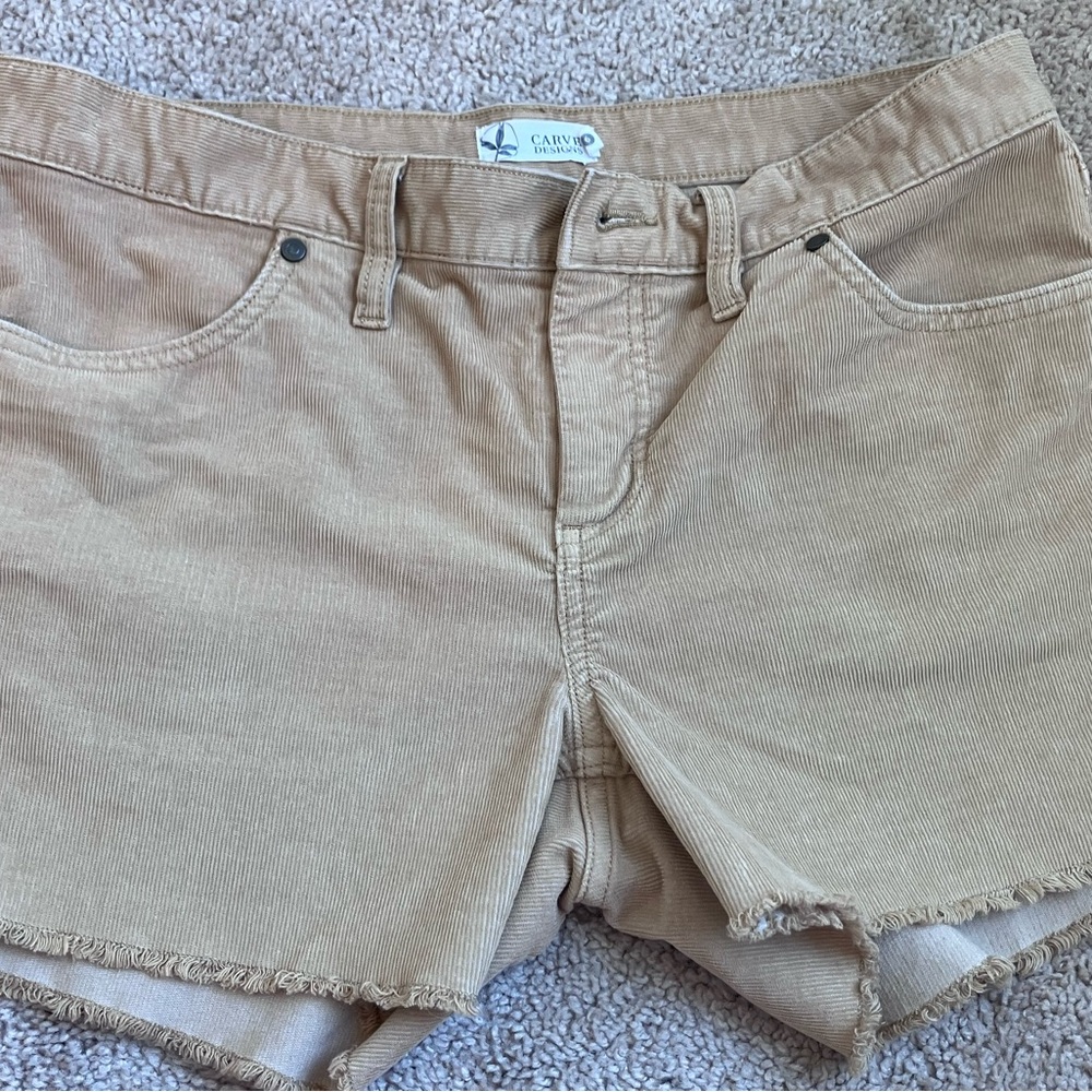 Carve Designs Tan Jean Shorts with Frayed Hem